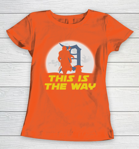 Detroit Tigers MLB Baseball Star Wars Yoda And Mandalorian This Is The Way  Women's T-Shirt