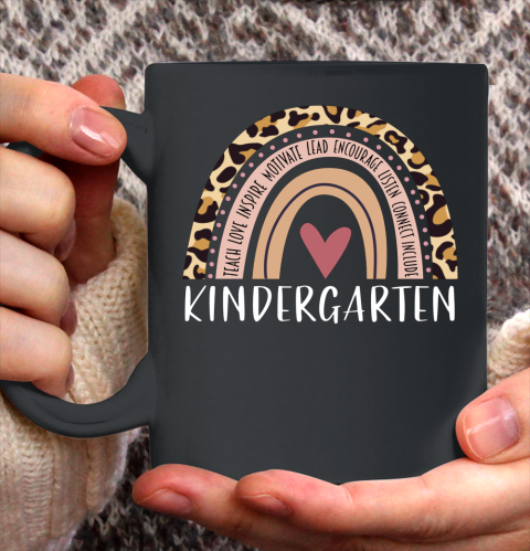 Leopard Rainbow Kindergarten Teacher Back to School Ceramic Mug 11oz