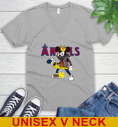 Los Angeles Angels MLB Baseball Mickey Peace Sign Sports V-Neck T-Shirt 4