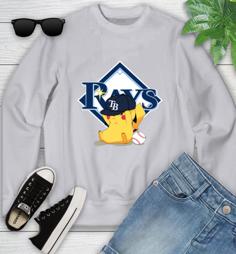 MLB Pikachu Baseball Sports Tampa Bay Rays Youth Sweatshirt 4