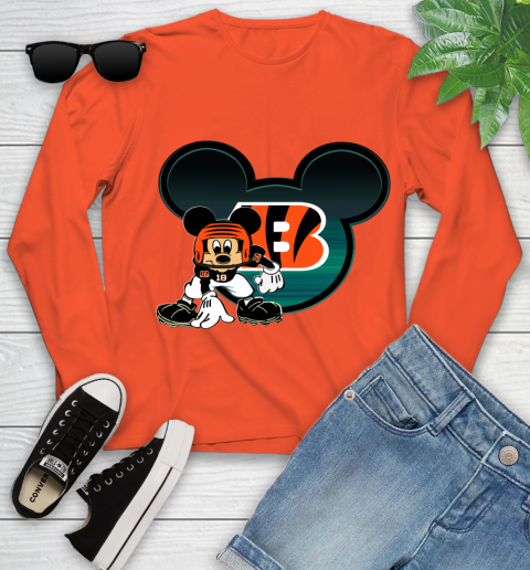 NFL Cincinnati Bengals Mickey Mouse Disney Football T Shirt Youth Long Sleeve 4
