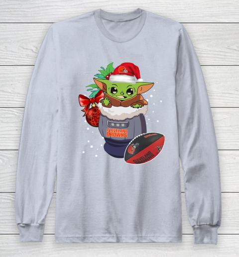 Cleveland Browns Christmas Baby Yoda Star Wars Funny Happy NFL Long Sleeve T-Shirt 6