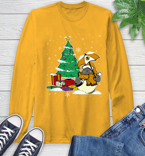 Chicago Blackhawks NHL Hockey Cute Tonari No Totoro Christmas Sports Long Sleeve T-Shirt 2