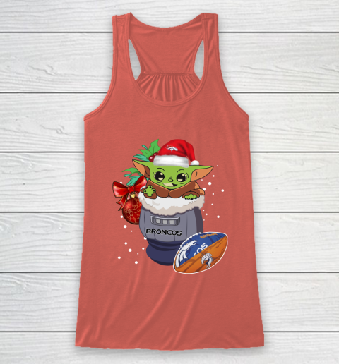 Denver Broncos Christmas Baby Yoda Star Wars Funny Happy NFL Racerback Tank 4