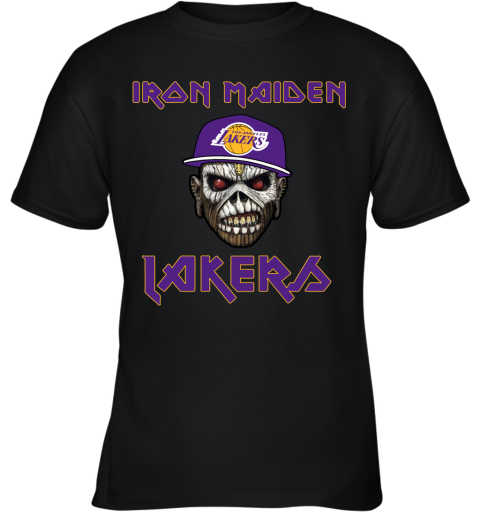 lts5 nba los angeles lakers iron maiden rock band music basketball youth t shirt 26 front black
