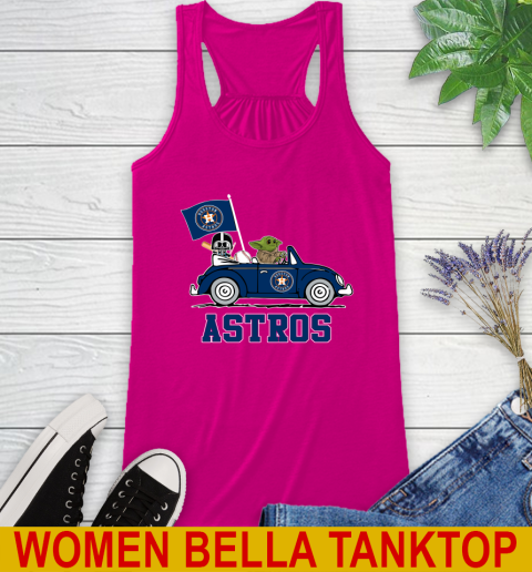 MLB Baseball Houston Astros Darth Vader Baby Yoda Driving Star Wars Shirt Racerback Tank 8