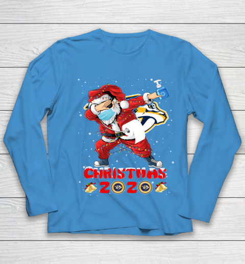 Nashville Predators Funny Santa Claus Dabbing Christmas 2020 NHL Youth Long Sleeve 5