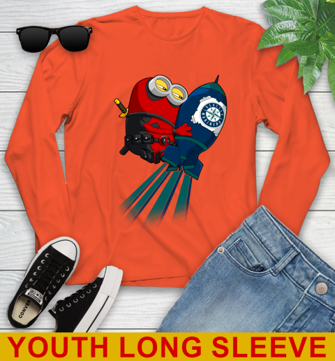 MLB Baseball Seattle Mariners Deadpool Minion Marvel Shirt Youth Long Sleeve 3
