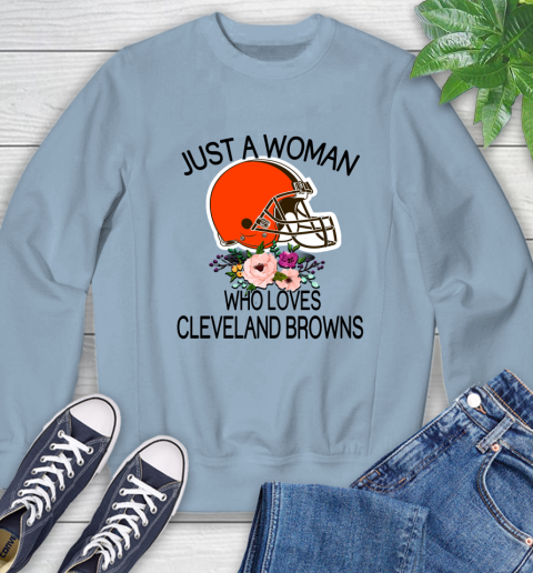 NFL Just A Woman Who Loves Cleveland Browns Football Sports Sweatshirt 5