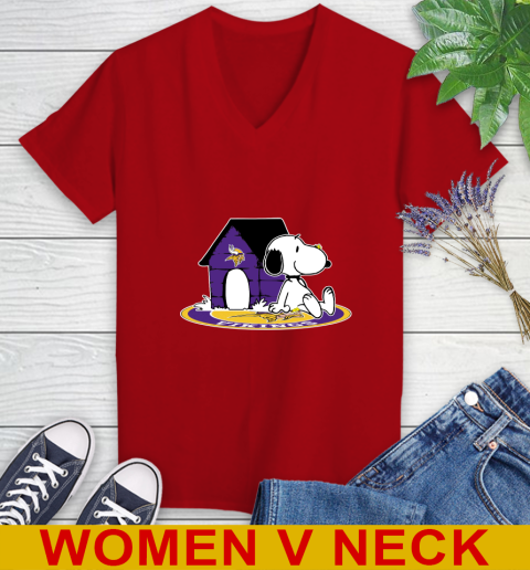 NFL Football Minnesota Vikings Snoopy The Peanuts Movie Shirt Women's V-Neck T-Shirt 12