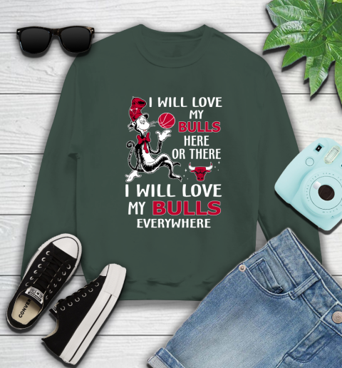 NBA Basketball Chicago Bulls I Will Love My Bulls Everywhere Dr Seuss Shirt Sweatshirt 12