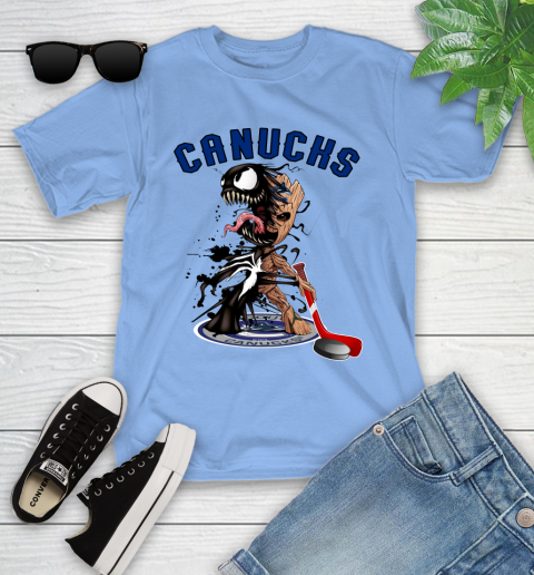 NHL Vancouver Canucks Hockey Venom Groot Guardians Of The Galaxy Youth T-Shirt 11