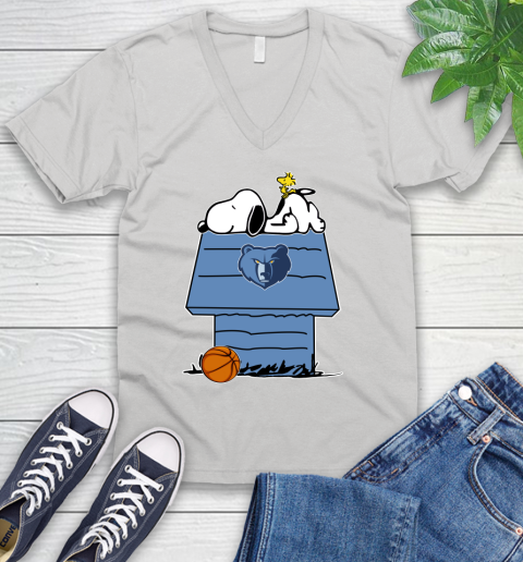Memphis Grizzlies NBA Basketball Snoopy Woodstock The Peanuts Movie V-Neck T-Shirt