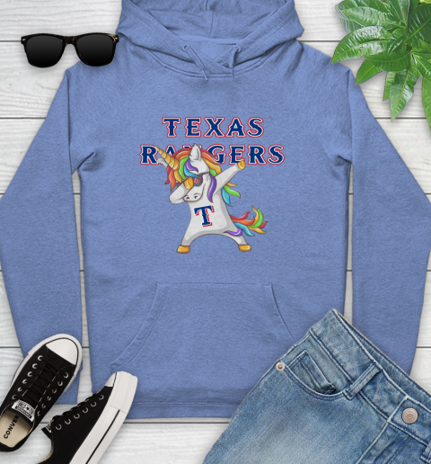 Texas Rangers MLB Baseball Funny Unicorn Dabbing Sports Youth Hoodie 12