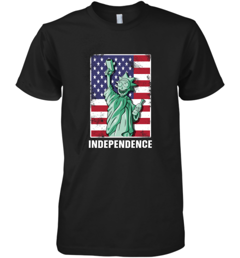 pjvm rick and morty statue of liberty independence day 4th of july shirts premium guys tee 5 front black