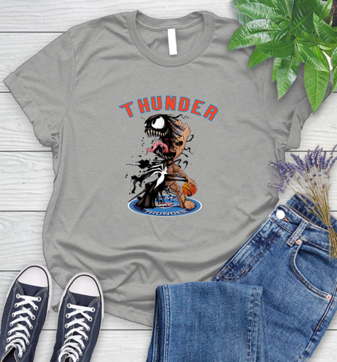NBA Oklahoma City Thunder Basketball Venom Groot Guardians Of The Galaxy Women's T-Shirt 10