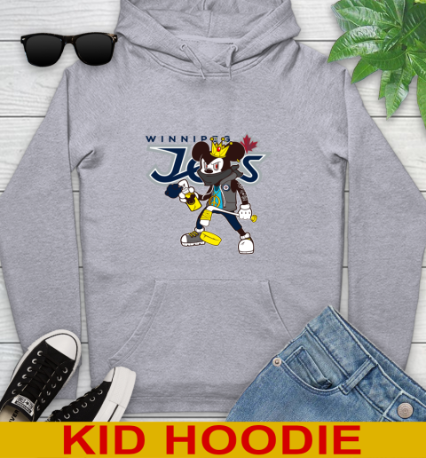 Winnipeg Jets NHL Hockey Mickey Peace Sign Sports Youth Hoodie 6