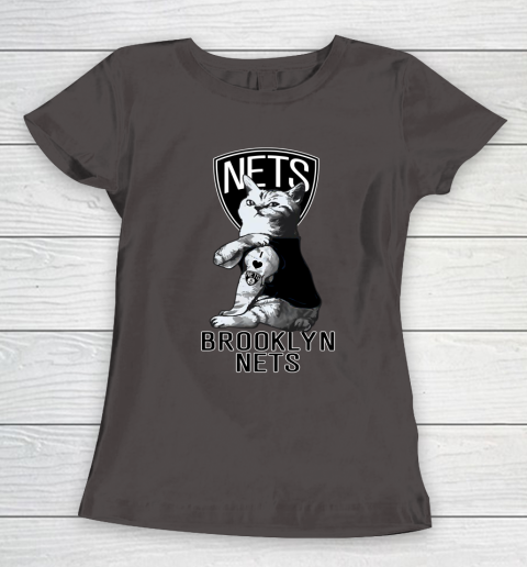NBA Basketball My Cat Loves Brooklyn Nets Women's T-Shirt 7