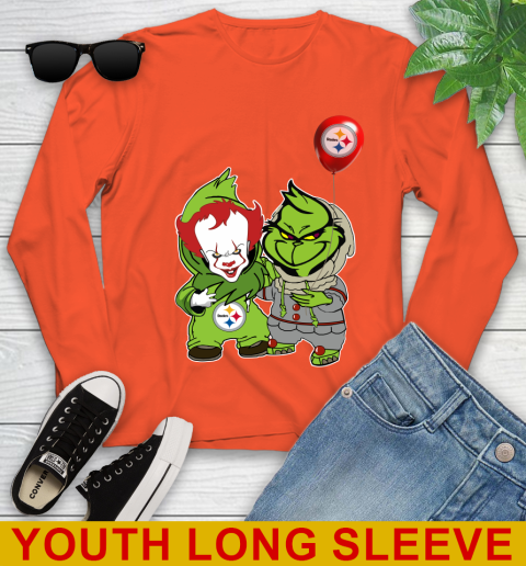 Pittsburgh Steelers Baby Pennywise Grinch Christmas NFL Football Youth Long Sleeve 4