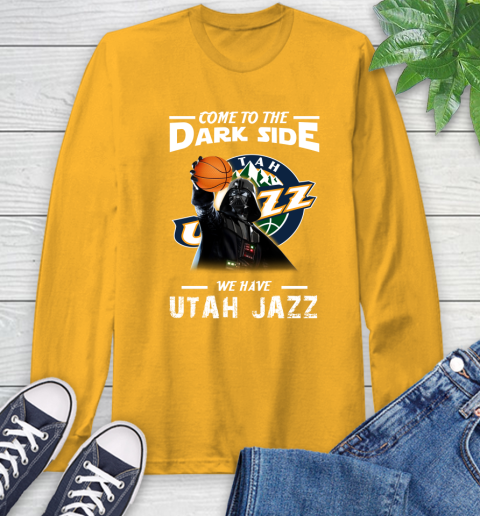 NBA Come To The Dark Side We Have Utah Jazz Star Wars Darth Vader Basketball Long Sleeve T-Shirt 2