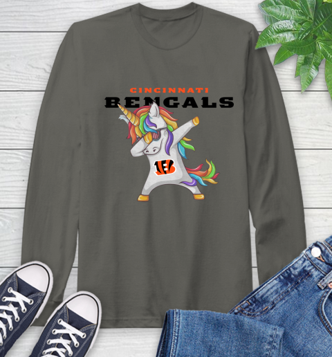 Cincinnati Bengals NFL Football Funny Unicorn Dabbing Sports Long Sleeve T-Shirt 8