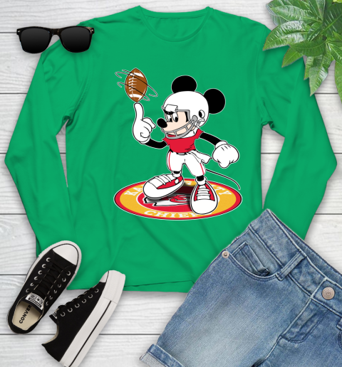 NFL Football Kansas City Chiefs Cheerful Mickey Disney Shirt Youth Long Sleeve 6