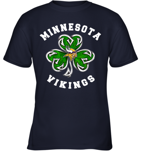NFL Minnesota Vikings Three Leaf Clover St Patrick's Day Football Sports 82SVtKq42Cw youth t shirt 26 95 151514 front navy