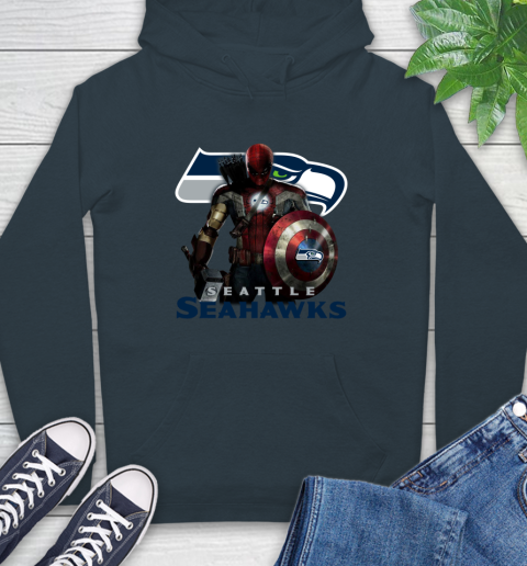 NFL Captain America Thor Spider Man Hawkeye Avengers Endgame Football Seattle Seahawks Hoodie 7