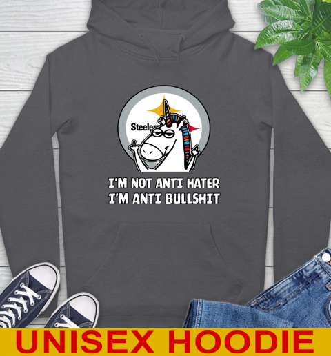 Pittsburgh Steelers NFL Football Unicorn I'm Not Anti Hater I'm Anti Bullshit Hoodie 7