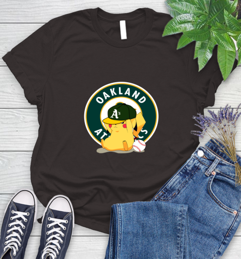 MLB Pikachu Baseball Sports Oakland Athletics Women's T-Shirt 8