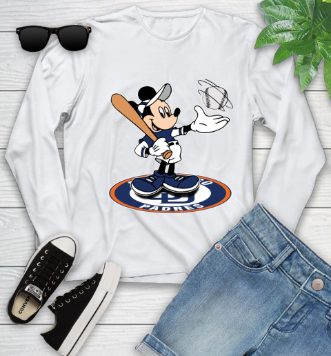 MLB Baseball San Diego Padres Cheerful Mickey Disney Shirt Youth Long Sleeve 2