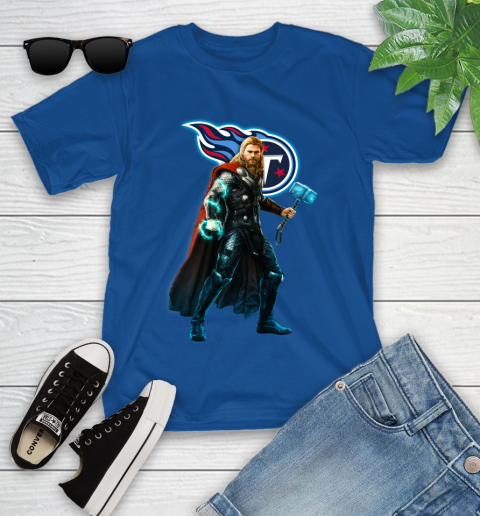 NFL Thor Avengers Endgame Football Tennessee Titans Youth T-Shirt 9