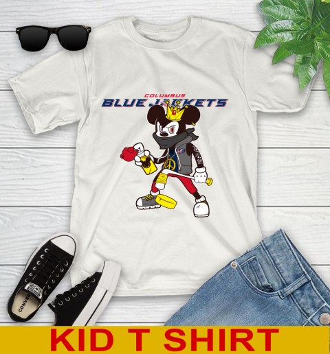 Columbus Blue Jackets NHL Hockey Mickey Peace Sign Sports Youth T-Shirt