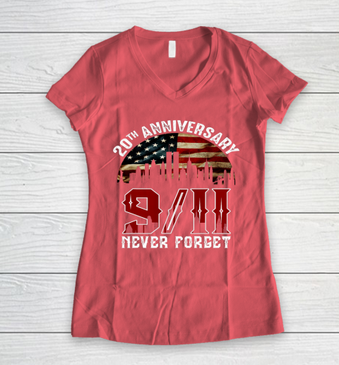 Never Forget 9 11 20th Anniversary Patriot Day 2021 Women's V-Neck T-Shirt 4