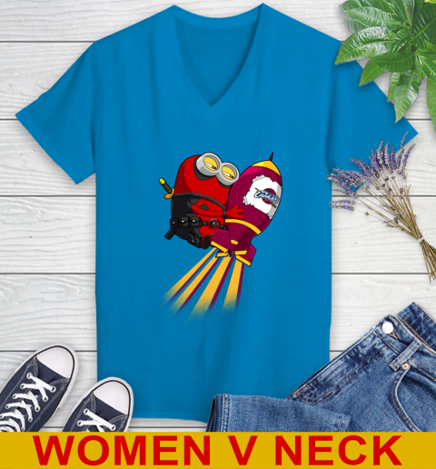 NBA Basketball Cleveland Cavaliers Deadpool Minion Marvel Shirt Women's V-Neck T-Shirt 7