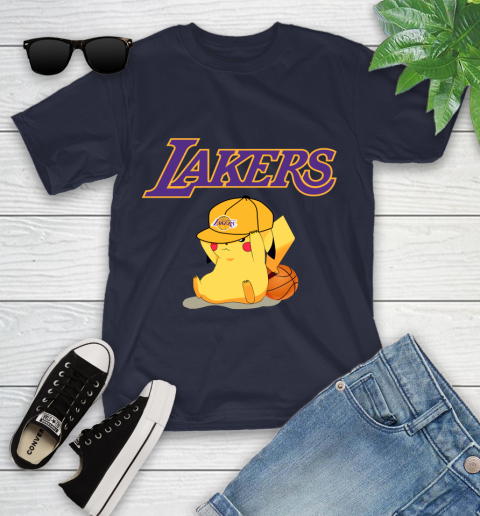 NBA Pikachu Basketball Sports Los Angeles Lakers Youth T-Shirt 3