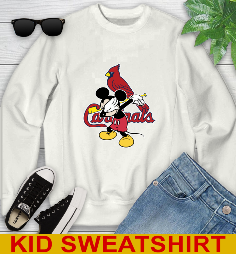 St.Louis Cardinals MLB Baseball Dabbing Mickey Disney Sports Youth Sweatshirt