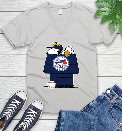 MLB Toronto Blue Jays Snoopy Woodstock The Peanuts Movie Baseball T Shirt V-Neck T-Shirt