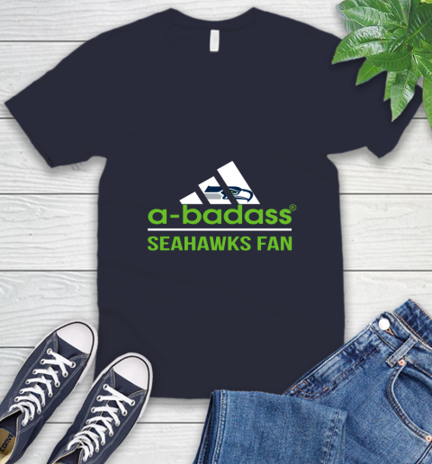 Seattle Seahawks NFL Football A Badass Adidas Adoring Fan Sports V-Neck T-Shirt 2