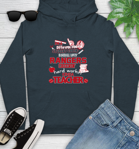 Texas Rangers MLB I'm A Difference Making Student Caring Baseball Loving Kinda Teacher Youth Hoodie 10