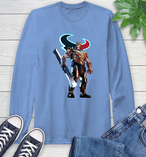 NFL Thanos Gauntlet Avengers Endgame Football Houston Texans Long Sleeve T-Shirt 11