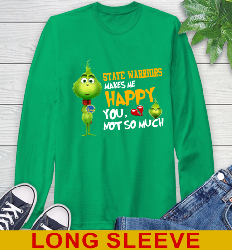 NBA Golden State Warriors Makes Me Happy You Not So Much Grinch Basketball Sports Long Sleeve T-Shirt 8