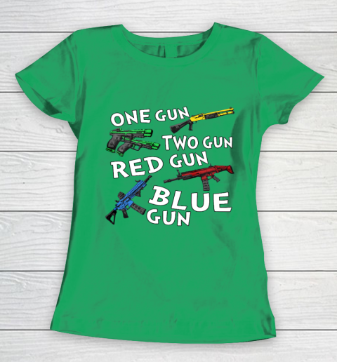 One Gun Two Gun Red Gun Blue Gun Women's T-Shirt 5