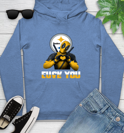 NHL Pittsburgh Steelers Deadpool Love You Fuck You Football Sports Youth Hoodie 13