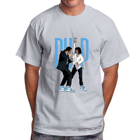 Air Jordan 1 Off White UNC Matching Sneaker Tshirt Pulp Fiction Dance Blue and White Jordan Tshirt
