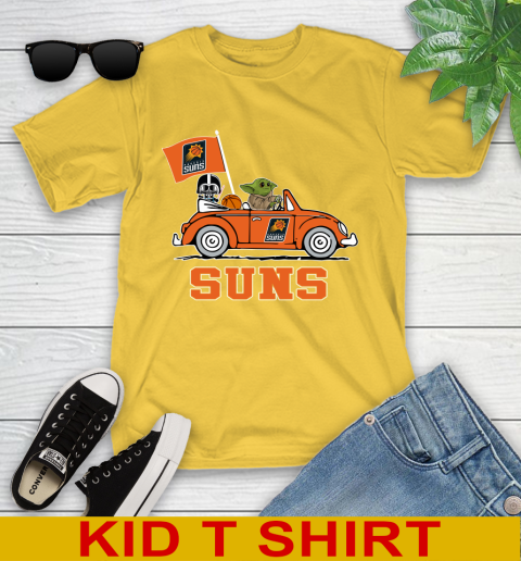 NBA Basketball Phoenix Suns Darth Vader Baby Yoda Driving Star Wars Shirt Youth T-Shirt 8