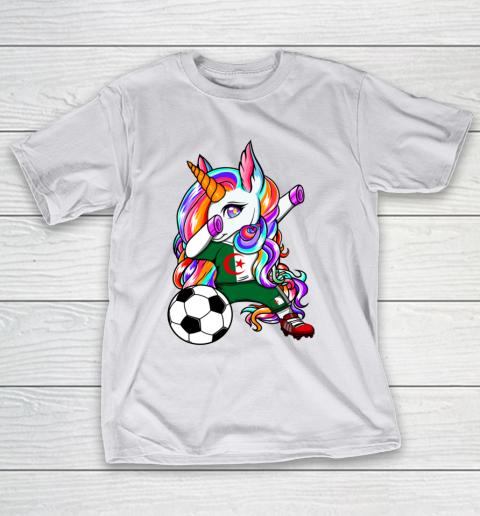 Dabbing Unicorn Algeria Soccer Fans Jersey Algerian Football T-Shirt 12