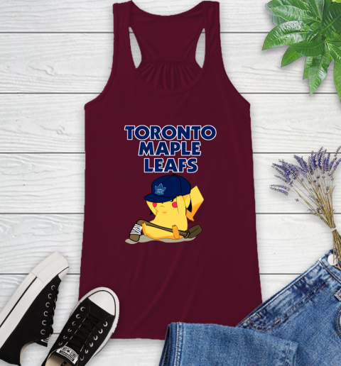 NHL Pikachu Hockey Sports Toronto Maple Leafs Racerback Tank 3