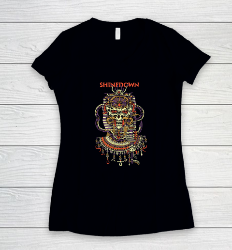 Shinedown Planet Zero Skull Women's V-Neck T-Shirt