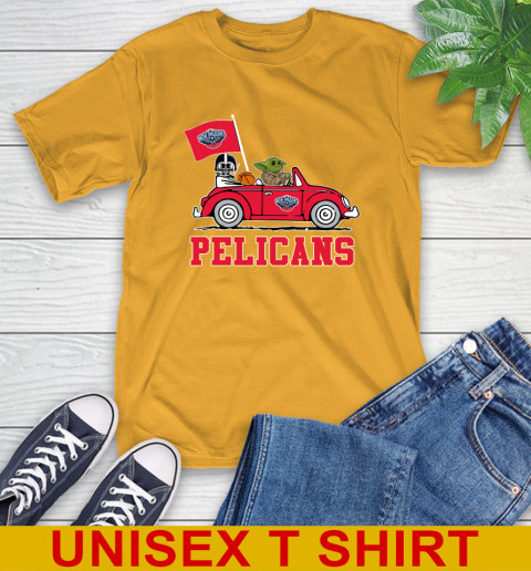 NBA Basketball New Orleans Pelicans Darth Vader Baby Yoda Driving Star Wars Shirt T-Shirt 3